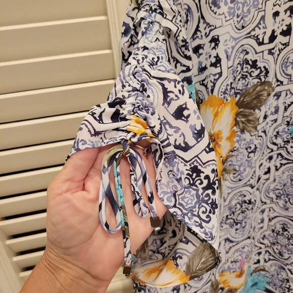 JM Collection Tropicallia Tile Blouse - Picture 9 of 10